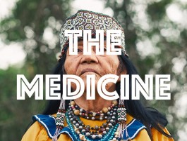 Indigenous woman wearing traditional attire and jewelry, representing native medicine practices. 